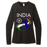 India Cricket With Indian Flag Brush Stroke Womens CVC Long Sleeve Shirt