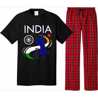 India Cricket With Indian Flag Brush Stroke Pajama Set