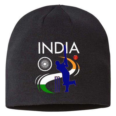 India Cricket With Indian Flag Brush Stroke Sustainable Beanie