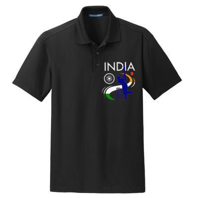 India Cricket With Indian Flag Brush Stroke Dry Zone Grid Polo