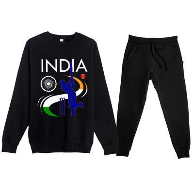 India Cricket With Indian Flag Brush Stroke Premium Crewneck Sweatsuit Set