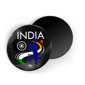 India Cricket With Indian Flag Brush Stroke Magnet