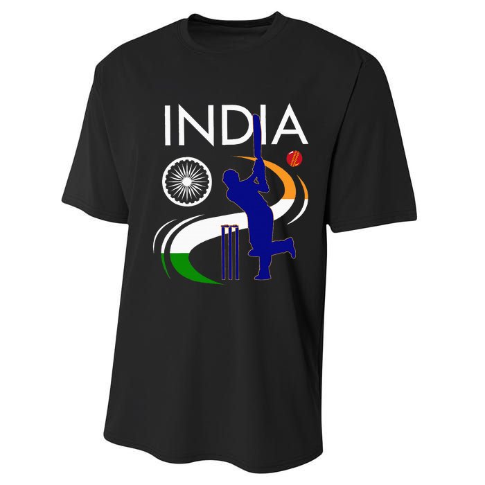 India Cricket With Indian Flag Brush Stroke Performance Sprint T-Shirt