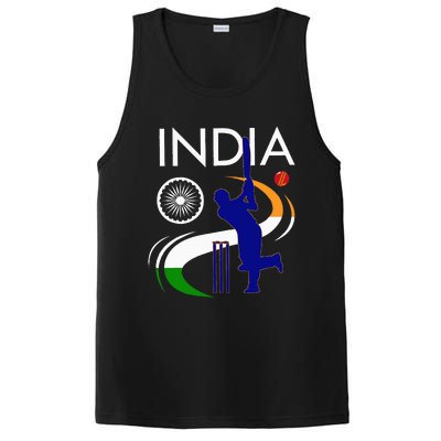 India Cricket With Indian Flag Brush Stroke PosiCharge Competitor Tank