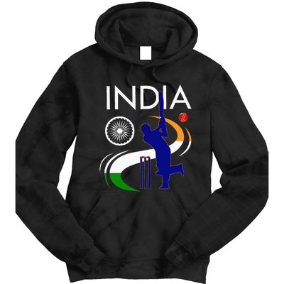 India Cricket With Indian Flag Brush Stroke Tie Dye Hoodie