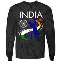 India Cricket With Indian Flag Brush Stroke Tie-Dye Long Sleeve Shirt