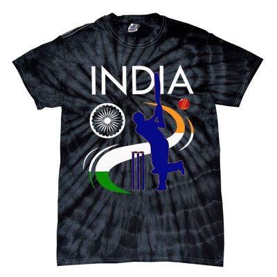 India Cricket With Indian Flag Brush Stroke Tie-Dye T-Shirt