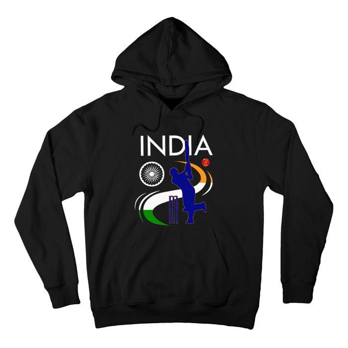 India Cricket With Indian Flag Brush Stroke Tall Hoodie