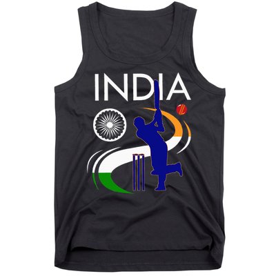 India Cricket With Indian Flag Brush Stroke Tank Top