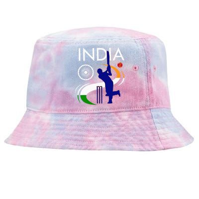 India Cricket With Indian Flag Brush Stroke Tie-Dyed Bucket Hat