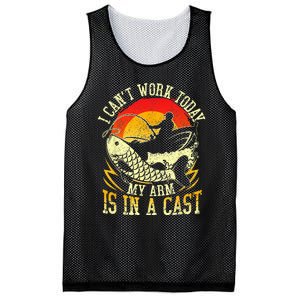 I Cant Work Today My Arm Is In A Cast Fishing Fathers Day Mesh Reversible Basketball Jersey Tank