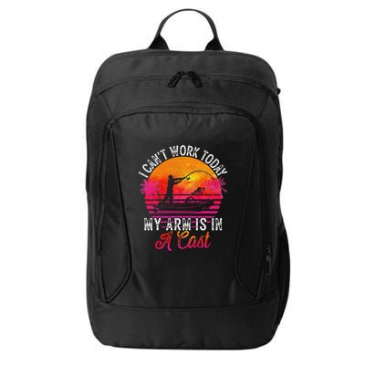 I Can't Work Today My Arm Is In A Cast Funny Fishing City Backpack