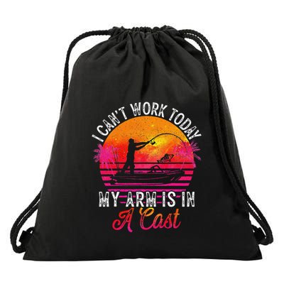I Can't Work Today My Arm Is In A Cast Funny Fishing Drawstring Bag