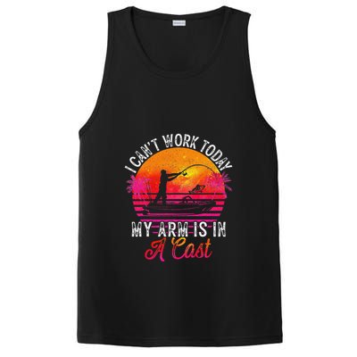 I Can't Work Today My Arm Is In A Cast Funny Fishing PosiCharge Competitor Tank