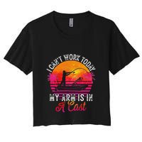 I Can't Work Today My Arm Is In A Cast Funny Fishing Crop Top