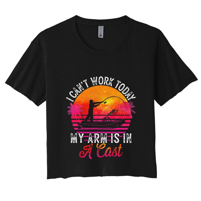 I Can't Work Today My Arm Is In A Cast Funny Fishing Crop Top