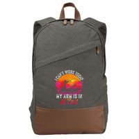 I Can't Work Today My Arm Is In A Cast Funny Fishing Cotton Canvas Backpack
