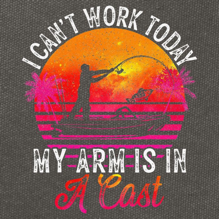 I Can't Work Today My Arm Is In A Cast Funny Fishing Cotton Canvas Backpack