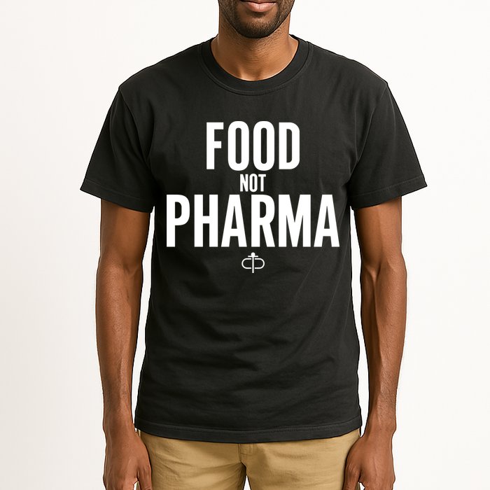 Ian Carroll Wearing Food Not Pharma Tall T-Shirt