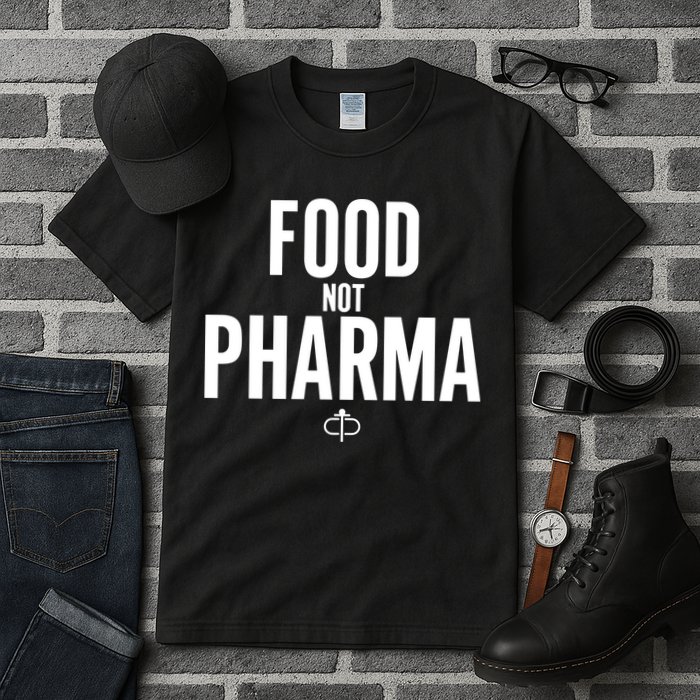 Ian Carroll Wearing Food Not Pharma Tall T-Shirt