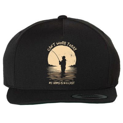 I CanT Work Today My Arm Is In A Cast Fish Fan Fisherman Wool Snapback Cap