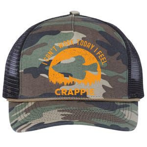 I Cant Work Today I Feel Crappie Funny Fishing Joke Retro Rope Trucker Hat Cap