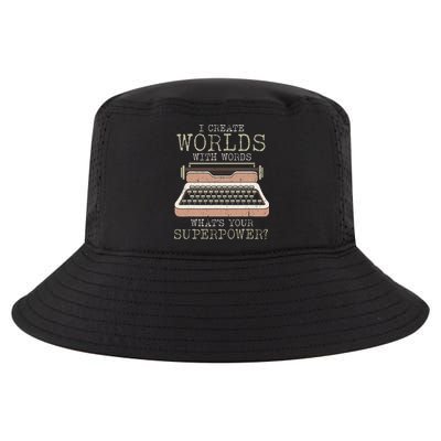 I Create Worlds With Words Writer Book Author Typewriter Cool Comfort Performance Bucket Hat