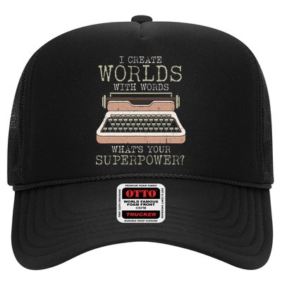 I Create Worlds With Words Writer Book Author Typewriter Trucker Hat