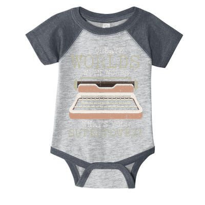 I Create Worlds With Words Writer Book Author Typewriter Infant Baby Jersey Bodysuit