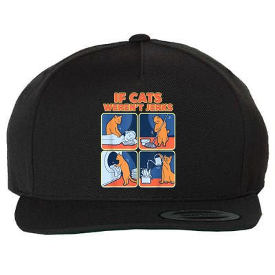 If Cats WerenT Jerks Funny Cat Cute Face Puns Wool Snapback Cap