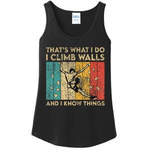 I Climb Walls And I Know Things Funny Rock Climbing Boulder Ladies Essential Tank