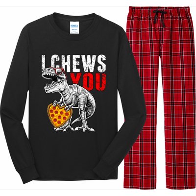 I Chews You T Rex Dinosaur Valentine's Day Pizza Heart Gift Meaningful Gift Long Sleeve Pajama Set