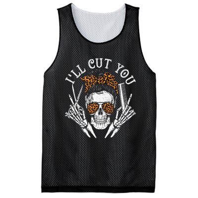 ILl Cut You Skull Hairdresser Hairstyle Haircutter Barber Mesh Reversible Basketball Jersey Tank