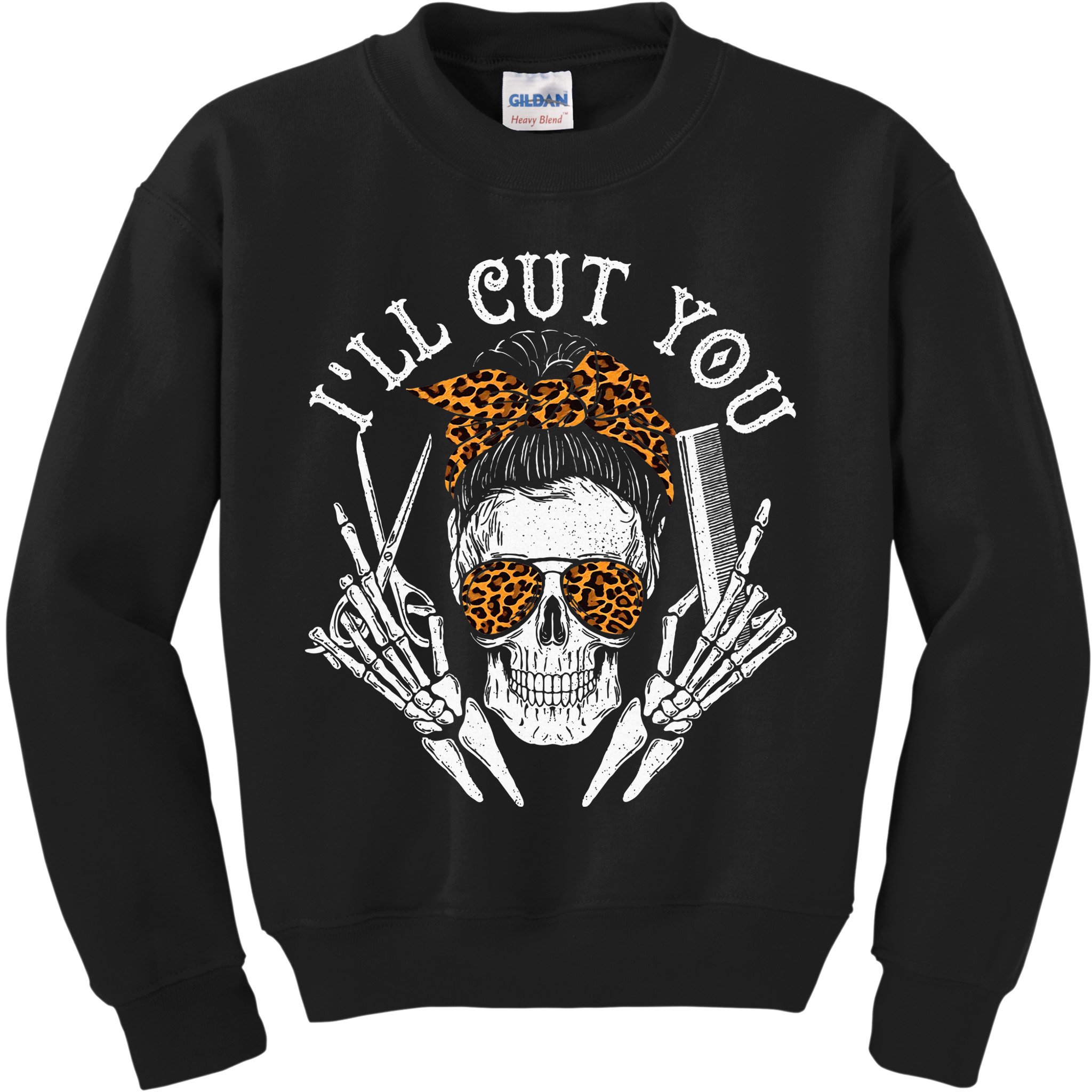 ILl Cut You Skull Hairdresser Hairstyle Haircutter Barber Kids Sweatshirt