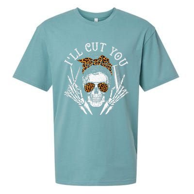 ILl Cut You Skull Hairdresser Hairstyle Haircutter Barber Sueded Cloud Jersey T-Shirt