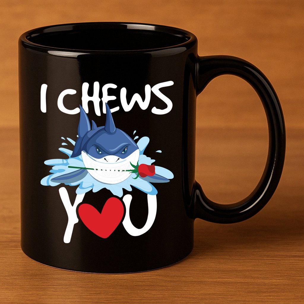 I Chews You Shark Lovers Wildlife Marine Biologist Science 11oz C Handle Ceramic Mug