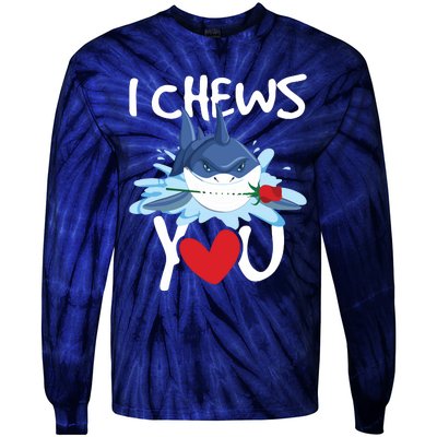 I Chews You Shark Lovers Wildlife Marine Biologist Science Tie-Dye Long Sleeve Shirt