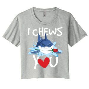 I Chews You Shark Lovers Wildlife Marine Biologist Science Women's Crop Top Tee