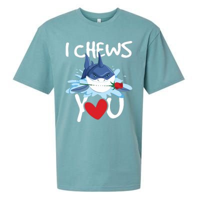 I Chews You Shark Lovers Wildlife Marine Biologist Science Sueded Cloud Jersey T-Shirt