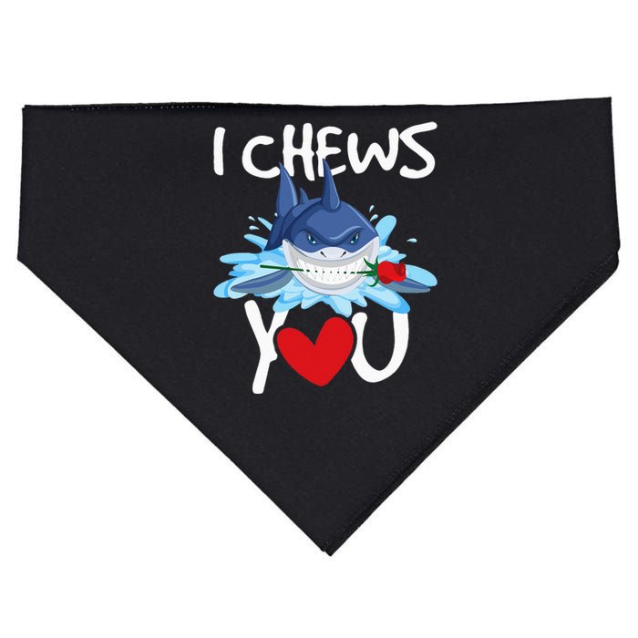 I Chews You Shark Lovers Wildlife Marine Biologist Science USA-Made Doggie Bandana