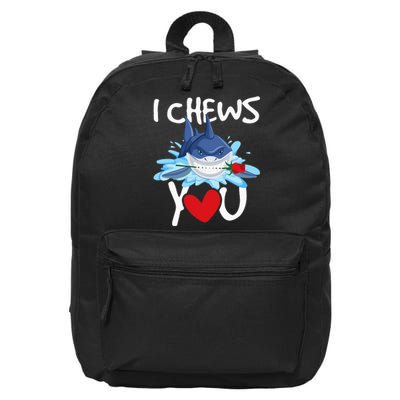 I Chews You Shark Lovers Wildlife Marine Biologist Science 16 in Basic Backpack