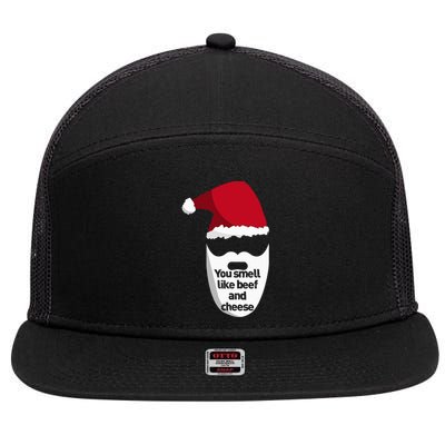 Inappropriate Christmas You Smell Like Beef And Cheese Elf 7 Panel Mesh Trucker Snapback Hat