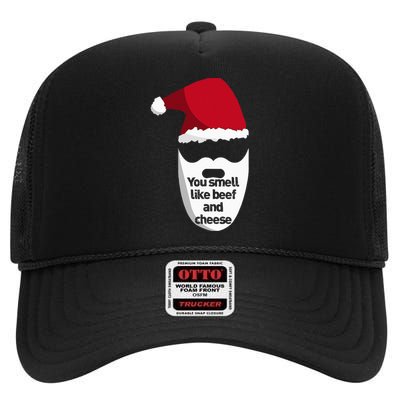 Inappropriate Christmas You Smell Like Beef And Cheese Elf High Crown Mesh Back Trucker Hat