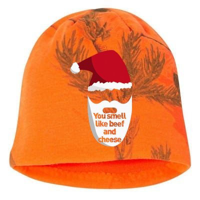 Inappropriate Christmas You Smell Like Beef And Cheese Elf Kati - Camo Knit Beanie