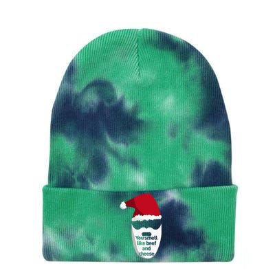 Inappropriate Christmas You Smell Like Beef And Cheese Elf Tie Dye 12in Knit Beanie