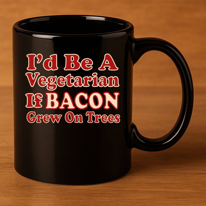 Id Be A Vegetarian If Bacon Grew On Trees 11oz C Handle Ceramic Mug