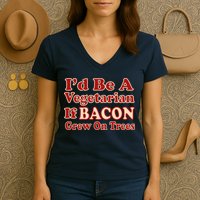 Id Be A Vegetarian If Bacon Grew On Trees Women's V-Neck T-Shirt