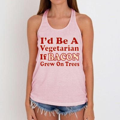 Id Be A Vegetarian If Bacon Grew On Trees Women's Knotted Racerback Tank