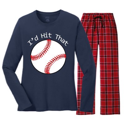 I'd Hit That Baseball Women's Long Sleeve Flannel Pajama Set 