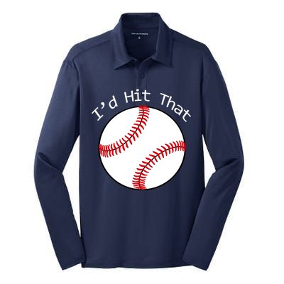 I'd Hit That Baseball Silk Touch Performance Long Sleeve Polo